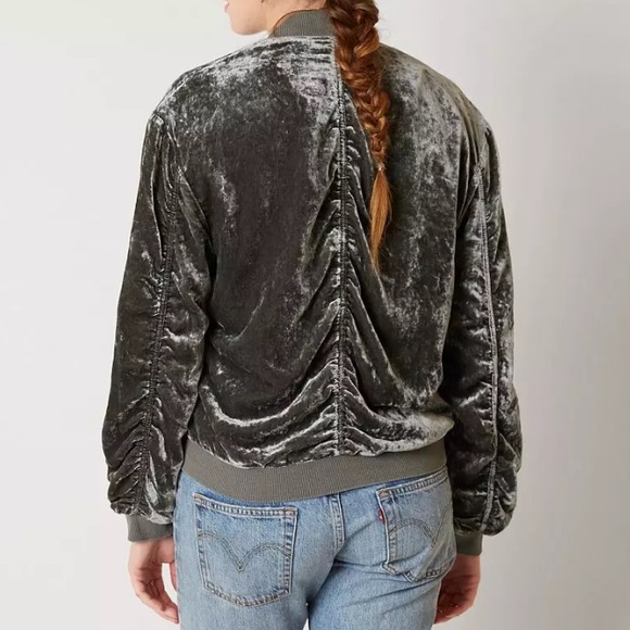 Free People | Women’s Ruched Velvet Bomber Jacket - Picture 2 of 8
